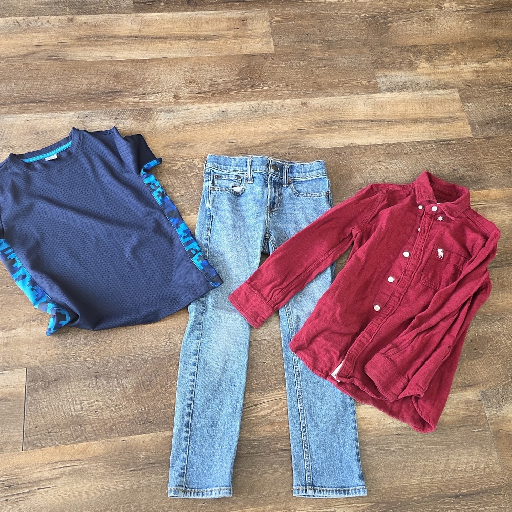 Abercrombie & Fitch Kids Red Button-Down Shirt, Abercrombie Skinny Jeans